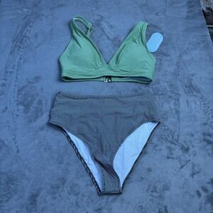Hilinker Bikini Swimsuit Womens Small Top High Waist Bottom New Swim S